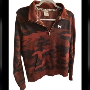 PINK Victoria's Secret Red & Black Camo Zip-Up Sweatshirt